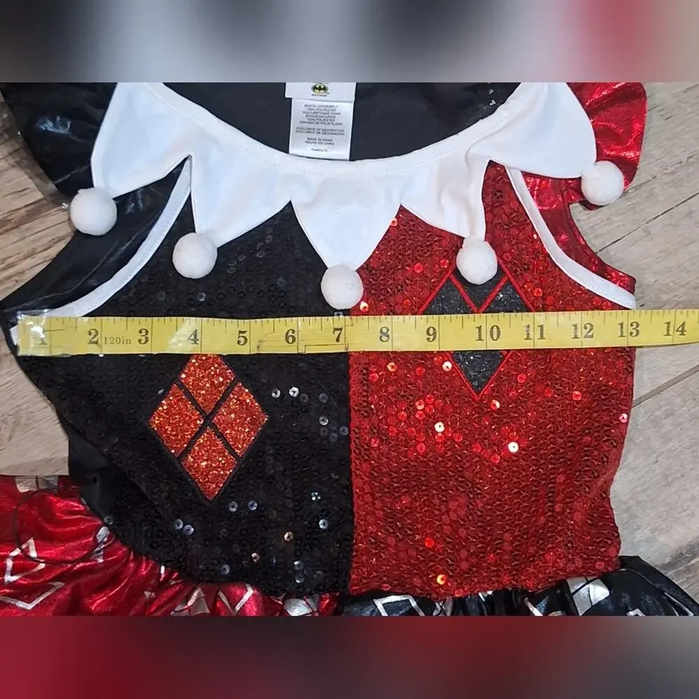 Harley Quinn /Batman Kids Costume - Red and Black Jester Dress Sz.M #1807